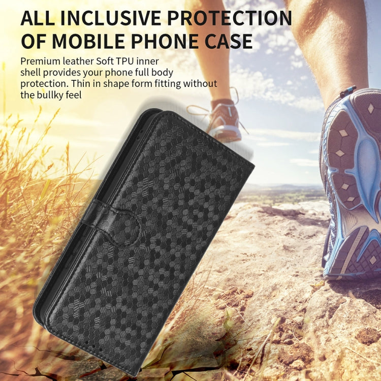 For Motorola Edge 5G 2024 Honeycomb Dot Texture Leather Phone Case(Black) - Motorola Cases by buy2fix | Online Shopping UK | buy2fix