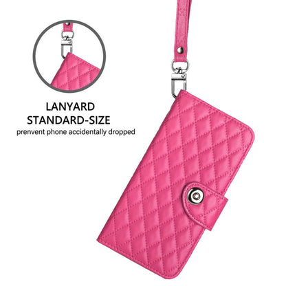 For Google Pixel 10 Pro XL 5G Global Rhombic Texture Flip Leather Phone Case with Lanyard(Rose Red) - Google Cases by buy2fix | Online Shopping UK | buy2fix