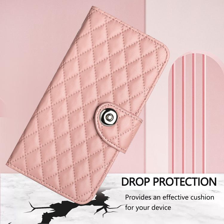 For Google Pixel 10 5G Global Rhombic Texture Flip Leather Phone Case with Lanyard(Coral Pink) - Google Cases by buy2fix | Online Shopping UK | buy2fix