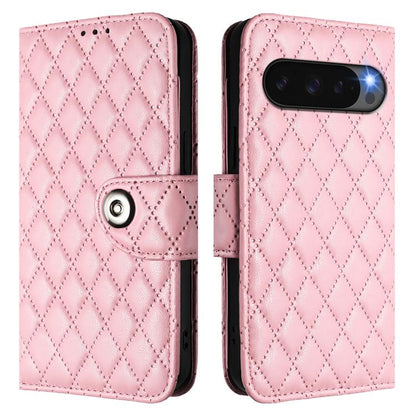 For Google Pixel 10 5G Global Rhombic Texture Flip Leather Phone Case with Lanyard(Pink) - Google Cases by buy2fix | Online Shopping UK | buy2fix
