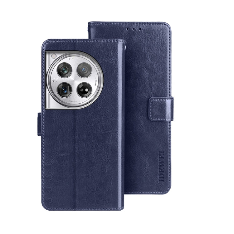For OnePlus 12 idewei Crazy Horse Texture Leather Phone Case(Blue) by idewei