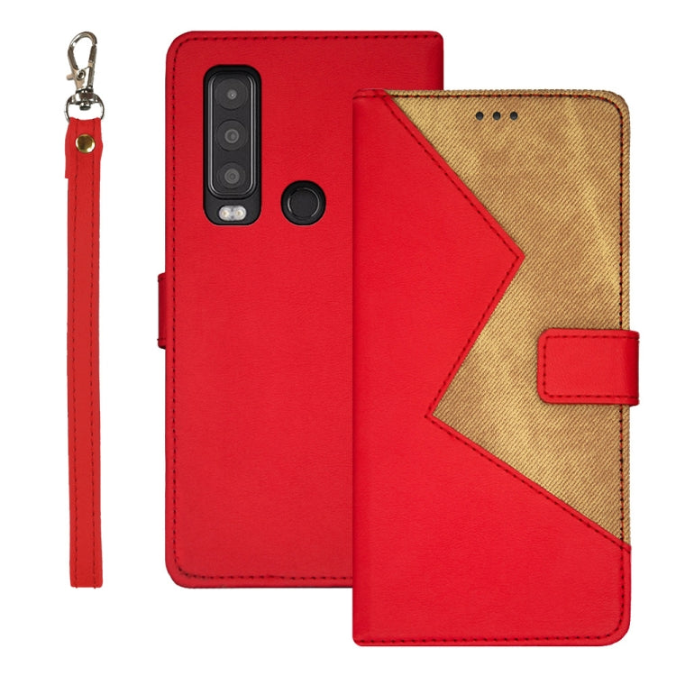 For CAT S75 idewei Two-color Splicing Leather Phone Case(Red) - More Brand by idewei | Online Shopping UK | buy2fix