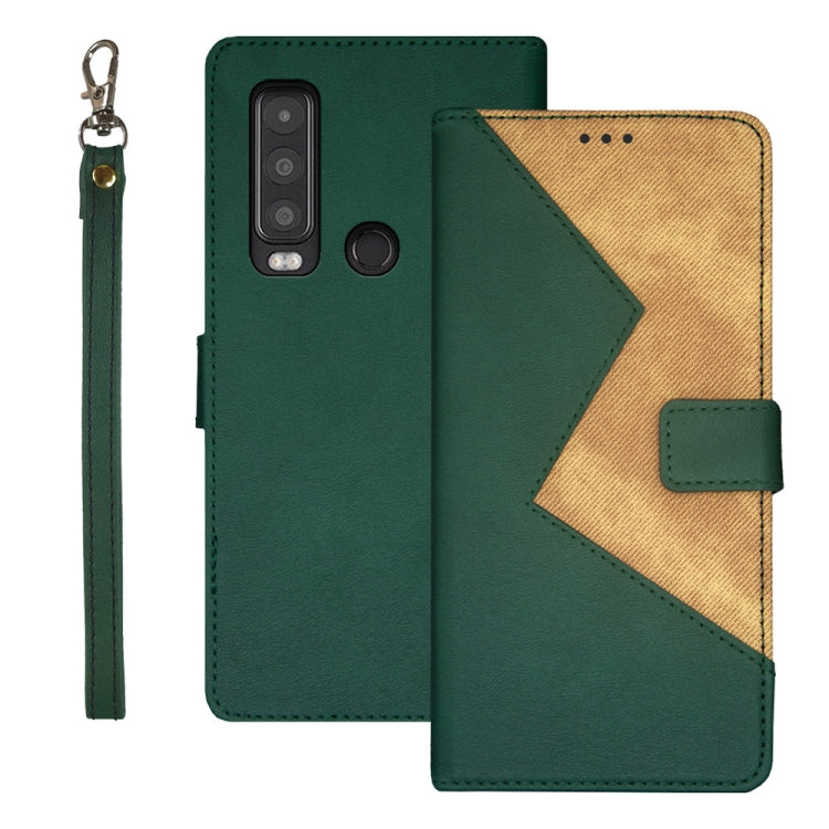 For CAT S75 idewei Two-color Splicing Leather Phone Case(Green) - More Brand by idewei | Online Shopping UK | buy2fix