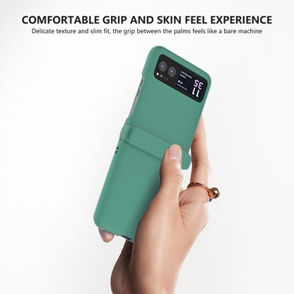 For Motorola Razr 40 3 in 1 Skin Feel PC Phone Case with Hinge(Forest Green) by buy2fix