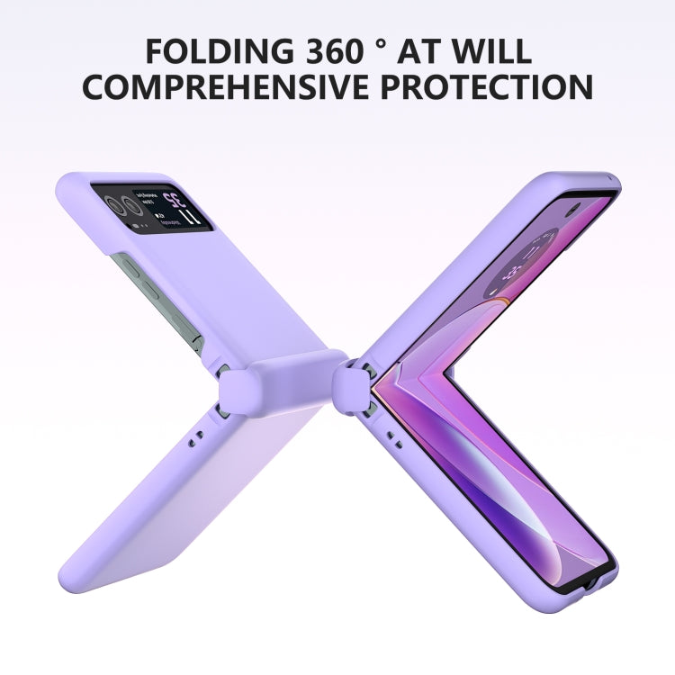 For Motorola Razr 40 3 in 1 Skin Feel PC Phone Case with Hinge(Sakura Purple) by buy2fix