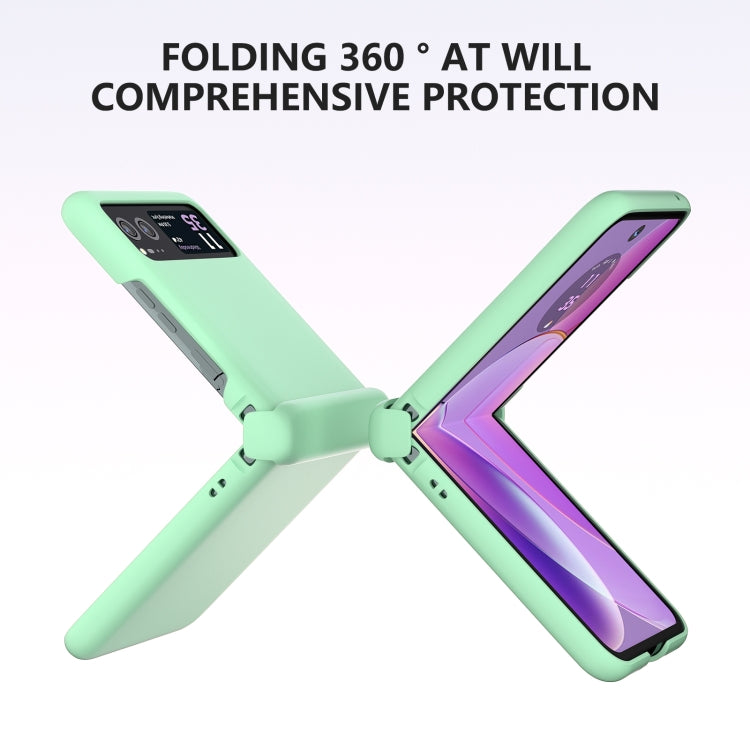 For Motorola Razr 40 3 in 1 Skin Feel PC Phone Case with Hinge(Mint Green) by buy2fix