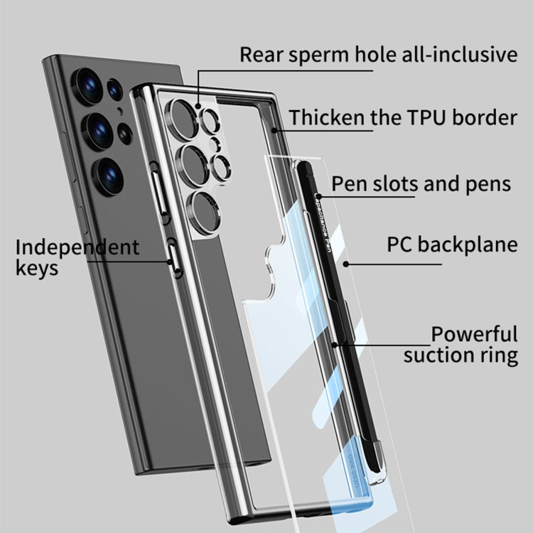 For Samsung Galaxy S24 Ultra 5G GKK Space Frame Transparent PC + TPU Phone Case with Pen(Transparent Green) - Galaxy S24 Ultra 5G Cases by GKK | Online Shopping UK | buy2fix