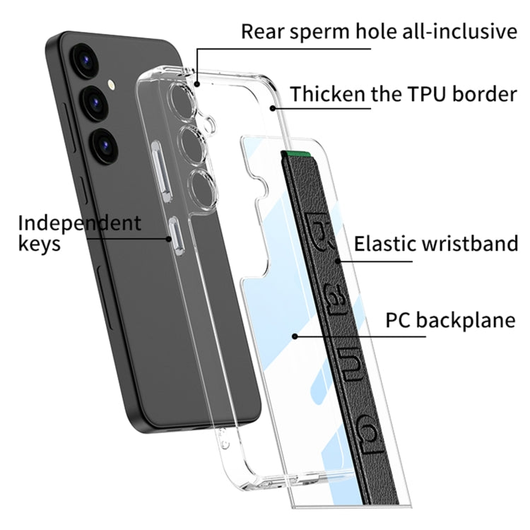 For Samsung Galaxy S24+ 5G GKK Space Frame Transparent PC + TPU Phone Case with Wrist Strap(White) - Galaxy S24+ 5G Cases by GKK | Online Shopping UK | buy2fix