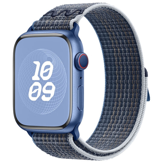 For Apple Watch Series 10 46mm / 9 45mm Loop Nylon Watch Band(Storm Blue)