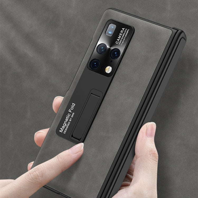 For Huawei Mate X2 GKK Integrated Frosted Leather HD Fold Hinge Phone Case with Holder(Black) by GKK