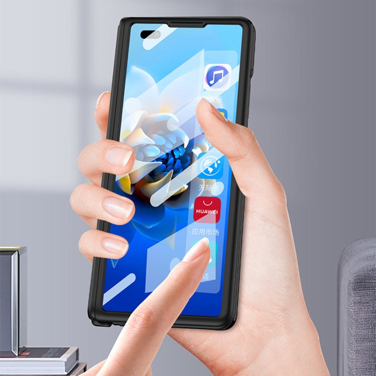 For Huawei Mate X2 GKK Integrated Frosted Leather HD Fold Hinge Phone Case with Holder(Grey) by GKK