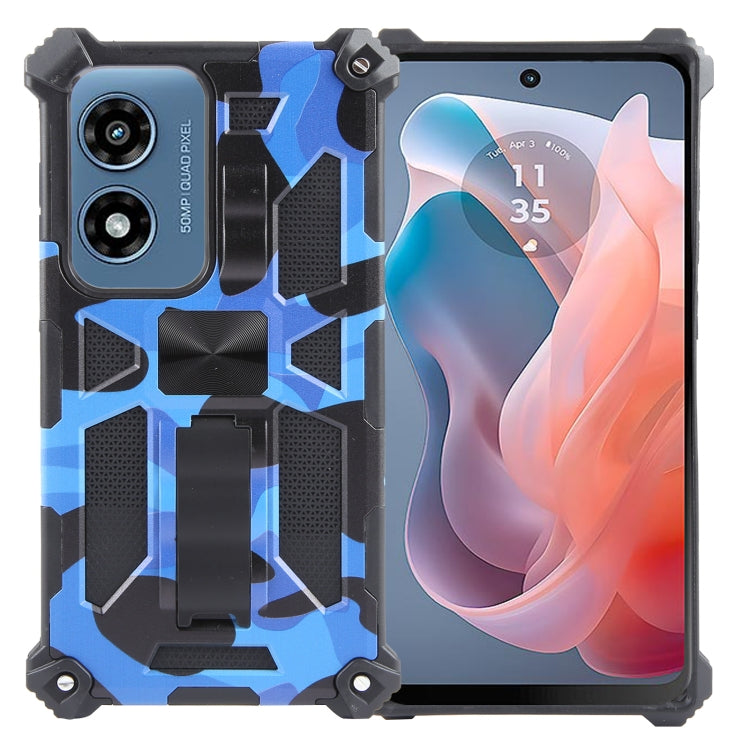 For Motorola Moto G 5G 2024 Camouflage Armor Kickstand TPU + PC Magnetic Phone Case(Dark Blue) - Motorola Cases by buy2fix | Online Shopping UK | buy2fix