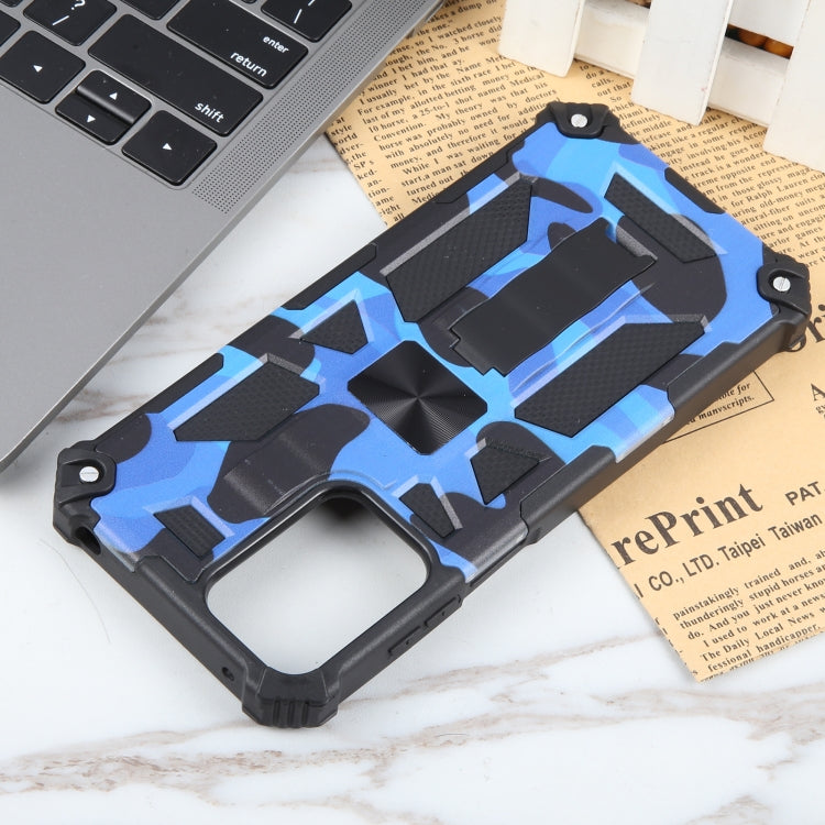 For Motorola Moto G Play 4G 2024 Camouflage Armor Kickstand TPU + PC Magnetic Phone Case(Dark Blue) - Motorola Cases by buy2fix | Online Shopping UK | buy2fix