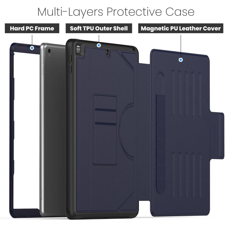 For iPad 10.2 2021 / 2020 / 10.5 Notebook Magnetic Leather Tablet Case(Navy Blue) - iPad 10.2 Cases by buy2fix | Online Shopping UK | buy2fix