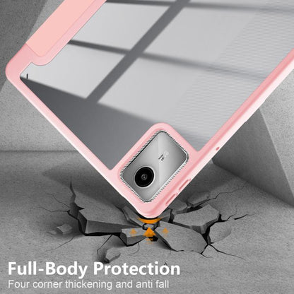 For Lenovo Tab M11 / Xiaoxin Pad 2024 Acrylic 3-Fold Solid Color Smart Leather Tablet Case(Pink) by buy2fix