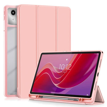 For Lenovo Tab M11 / Xiaoxin Pad 2024 Acrylic 3-Fold Solid Color Smart Leather Tablet Case(Pink) by buy2fix