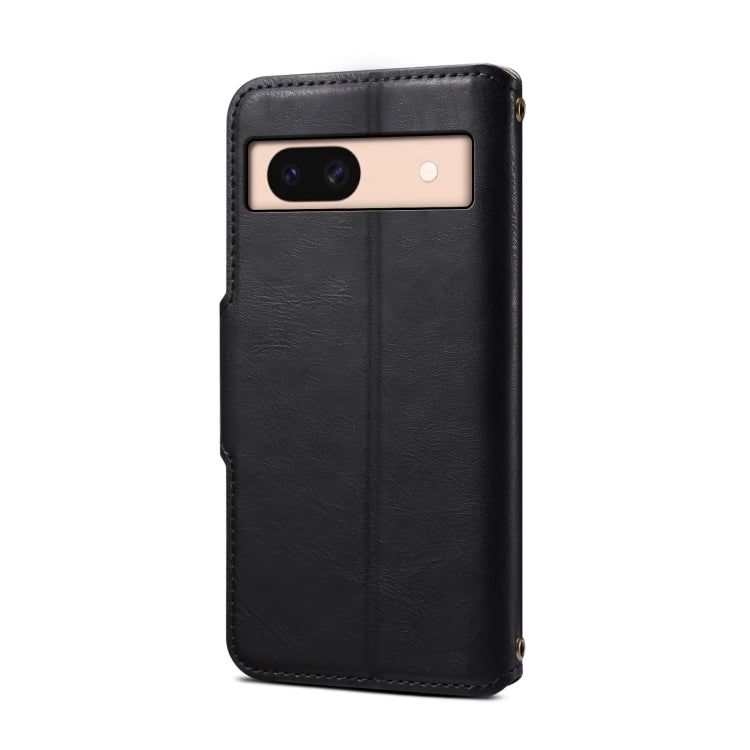 For Google Pixel 8a Denior Cowhide Texture Wallet Style Leather Phone Case(Black) - Google Cases by Denior | Online Shopping UK | buy2fix