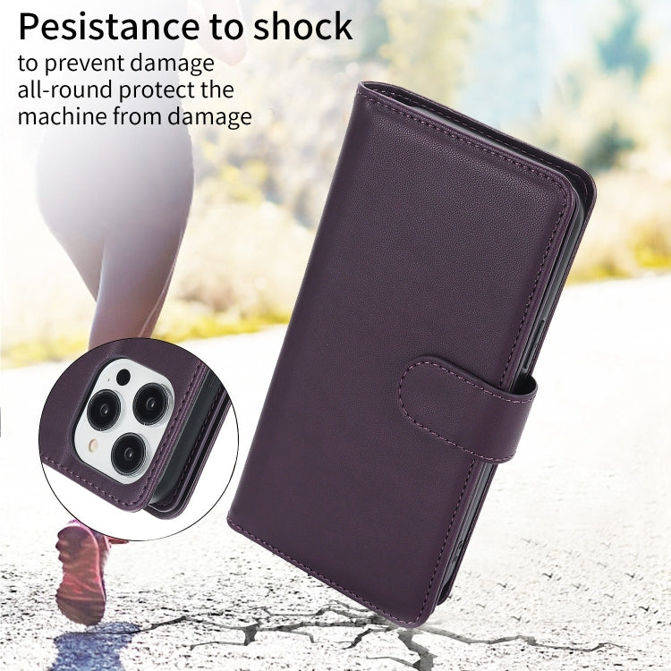 For iPhone 16 Pro Max Multi-Card Wallet RFID Leather Phone Case(Dark Purple) - iPhone 16 Pro Max Cases by buy2fix | Online Shopping UK | buy2fix