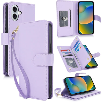 For iPhone 16 Multi-Card Wallet RFID Leather Phone Case(Light Purple) - iPhone 16 Cases by buy2fix | Online Shopping UK | buy2fix