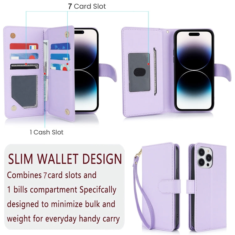 For iPhone 16 Multi-Card Wallet RFID Leather Phone Case(Light Purple) - iPhone 16 Cases by buy2fix | Online Shopping UK | buy2fix