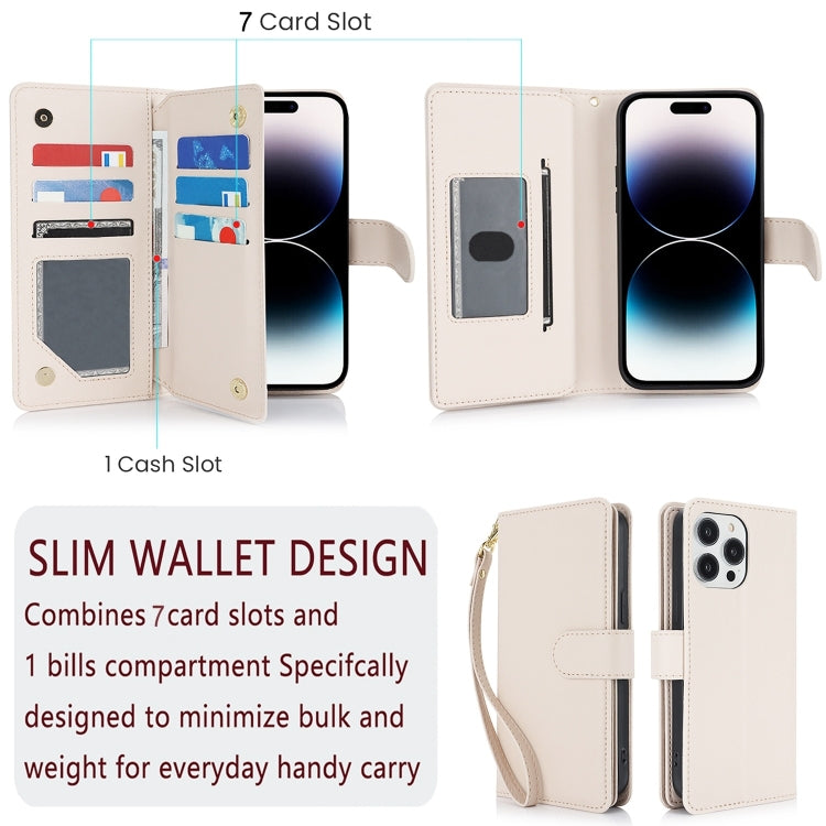 For iPhone 16 Multi-Card Wallet RFID Leather Phone Case(Apricot) - iPhone 16 Cases by buy2fix | Online Shopping UK | buy2fix