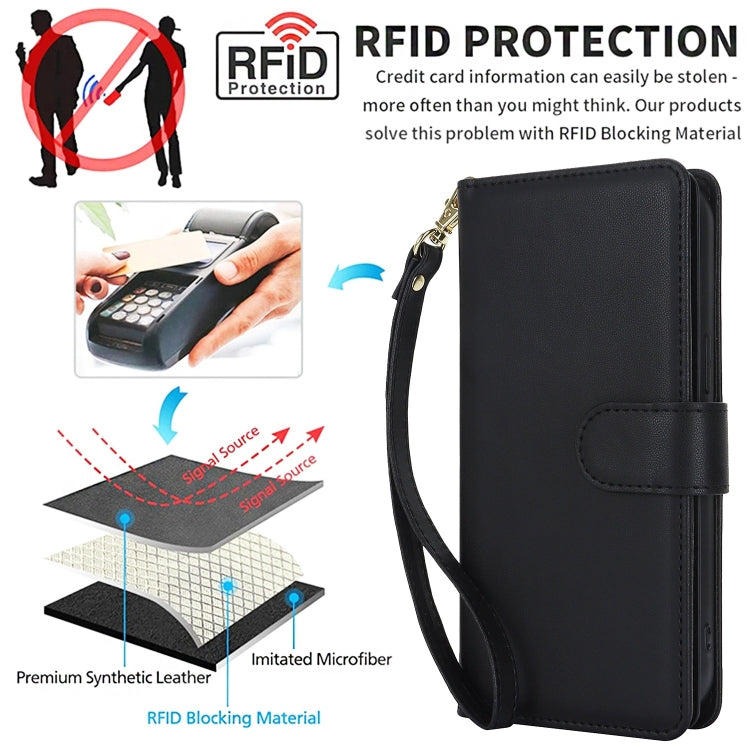 For iPhone 16 Plus Multi-Card Wallet RFID Leather Phone Case(Black) - iPhone 16 Plus Cases by buy2fix | Online Shopping UK | buy2fix