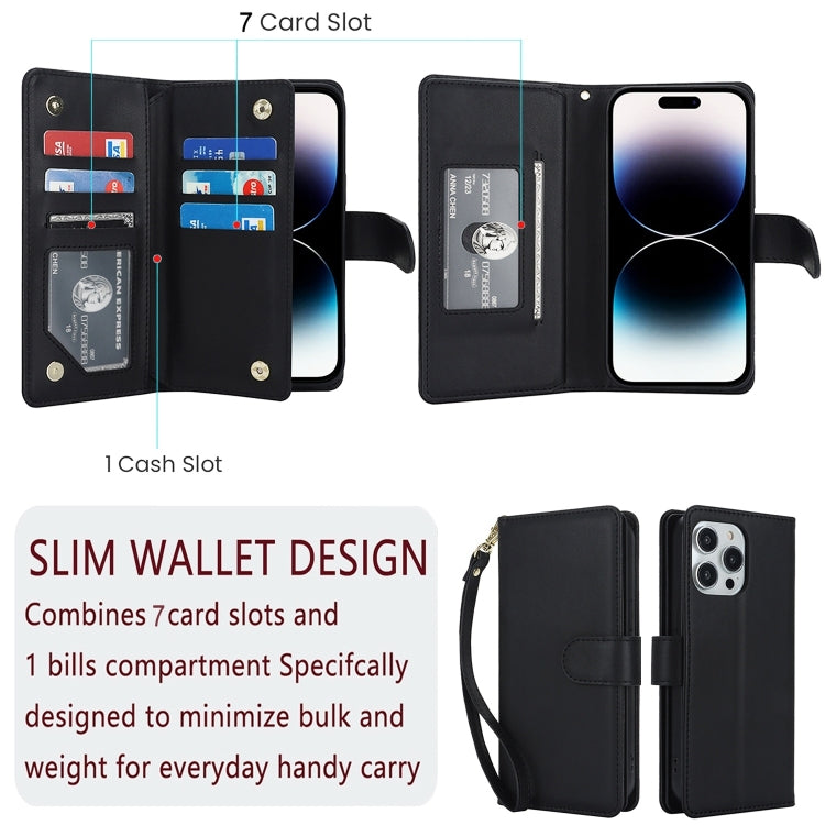 For iPhone 16 Plus Multi-Card Wallet RFID Leather Phone Case(Black) - iPhone 16 Plus Cases by buy2fix | Online Shopping UK | buy2fix