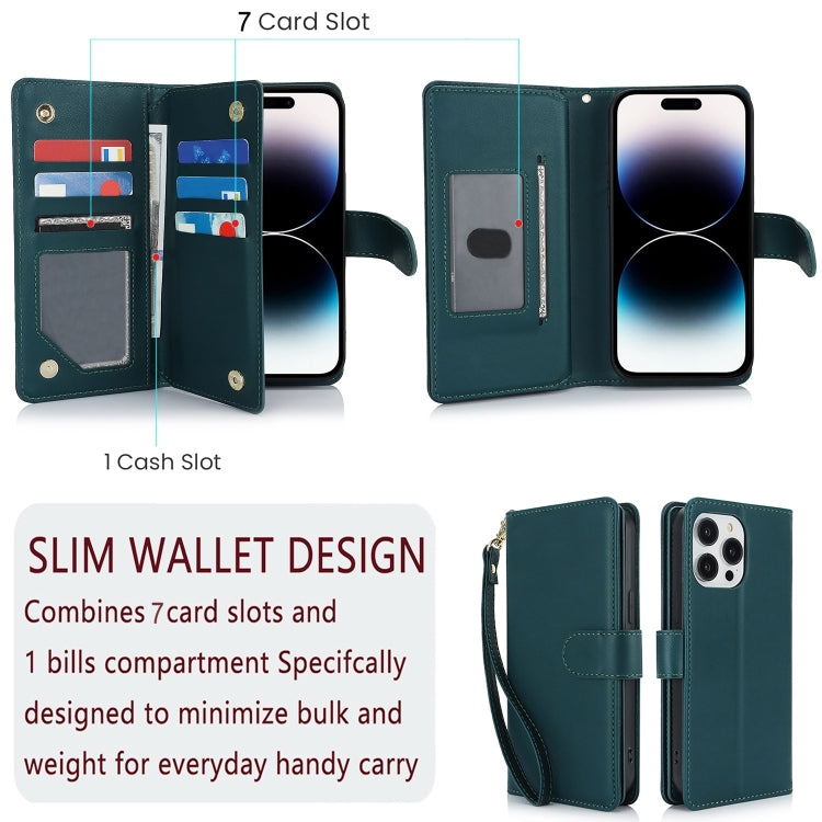 For iPhone 16 Plus Multi-Card Wallet RFID Leather Phone Case(Green) - iPhone 16 Plus Cases by buy2fix | Online Shopping UK | buy2fix