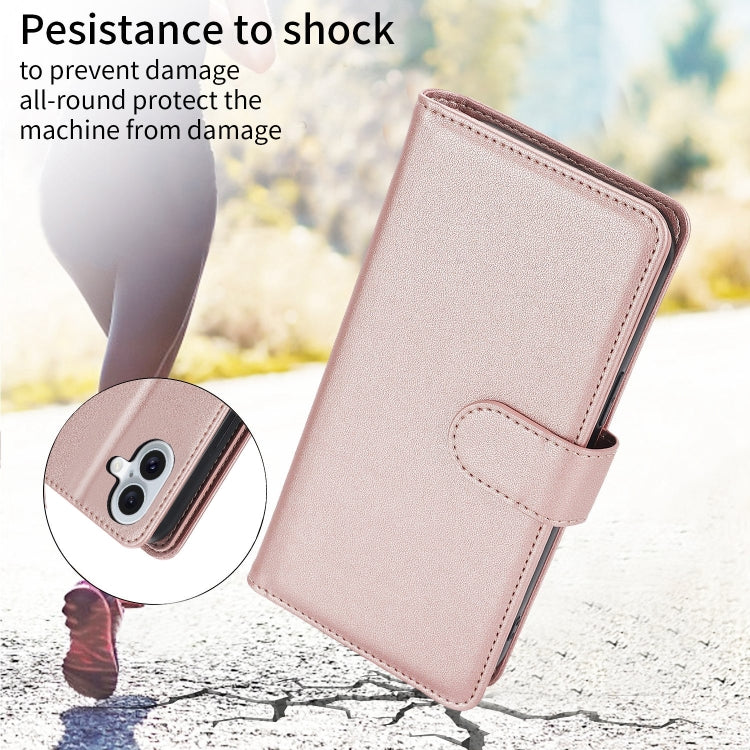 For iPhone 16 Plus Multi-Card Wallet RFID Leather Phone Case(Rose Gold) - iPhone 16 Plus Cases by buy2fix | Online Shopping UK | buy2fix