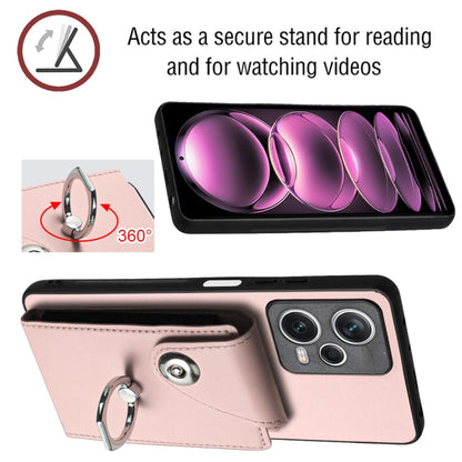 For Xiaomi Redmi Note 12 Pro+ 5G Global Organ Card Bag Ring Holder Phone Case with Long Lanyard(Pink) - Xiaomi Cases by buy2fix | Online Shopping UK | buy2fix