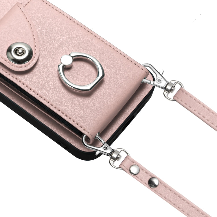 For Xiaomi Redmi Note 13 5G Global Organ Card Bag Ring Holder Phone Case with Long Lanyard(Pink) - Note 13 Cases by buy2fix | Online Shopping UK | buy2fix