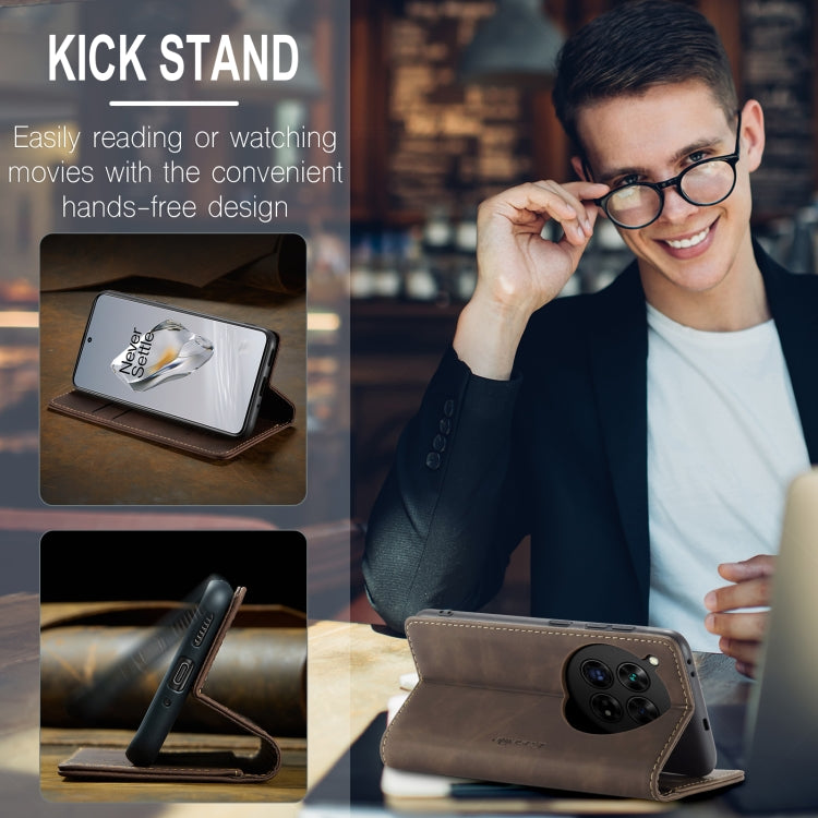 For OnePlus 12 CaseMe 013 Multifunctional Horizontal Flip Leather Phone Case(Coffee) by CaseMe