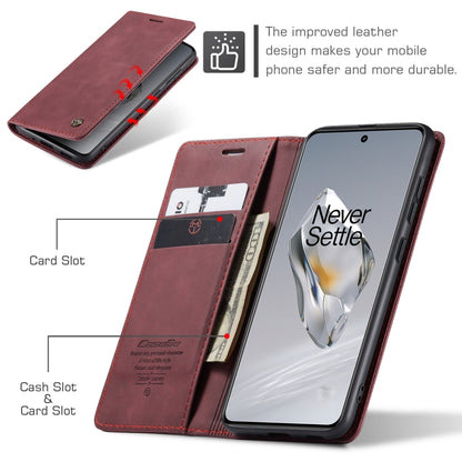 For OnePlus 12 CaseMe 013 Retro Frosted Flip Leather Phone Case(Wine Red) - OnePlus Cases by CaseMe | Online Shopping UK | buy2fix