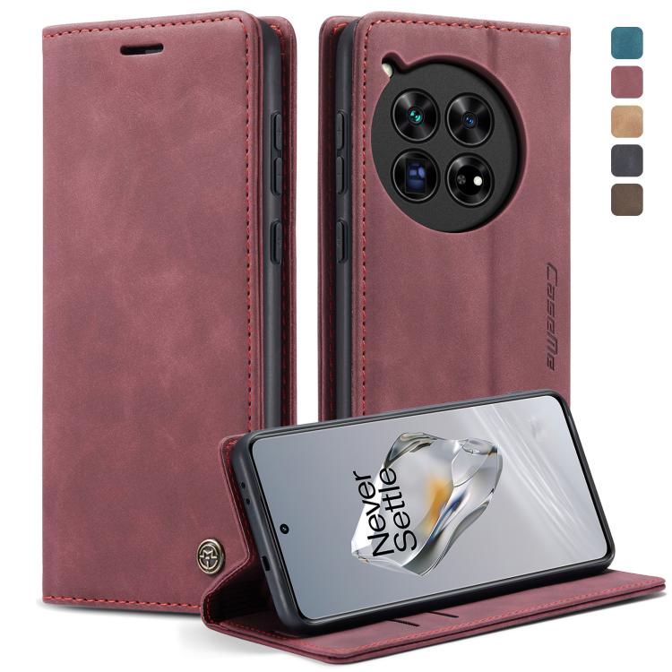 For OnePlus 12 CaseMe 013 Multifunctional Horizontal Flip Leather Phone Case(Wine Red) by CaseMe