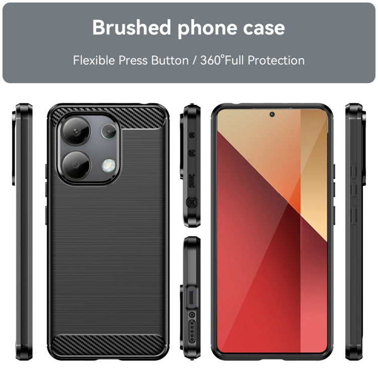 For Xiaomi Redmi Note 13 4G Global Brushed Texture Carbon Fiber TPU Phone Case(Black) - Note 13 Cases by buy2fix | Online Shopping UK | buy2fix