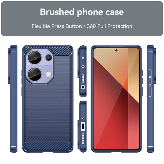 For Xiaomi Redmi Note 13 Pro 4G Global Brushed Texture Carbon Fiber TPU Phone Case(Blue) by buy2fix