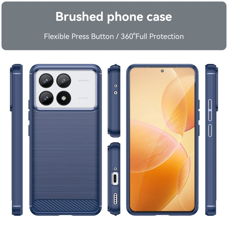 For Xiaomi Redmi K70 Brushed Texture Carbon Fiber TPU Phone Case(Blue) - K70 Cases by buy2fix | Online Shopping UK | buy2fix