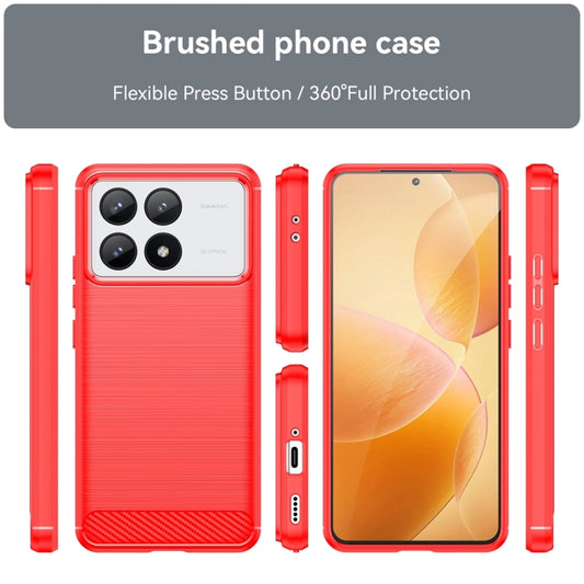 For Xiaomi Redmi K70 Brushed Texture Carbon Fiber TPU Phone Case(Red) by buy2fix