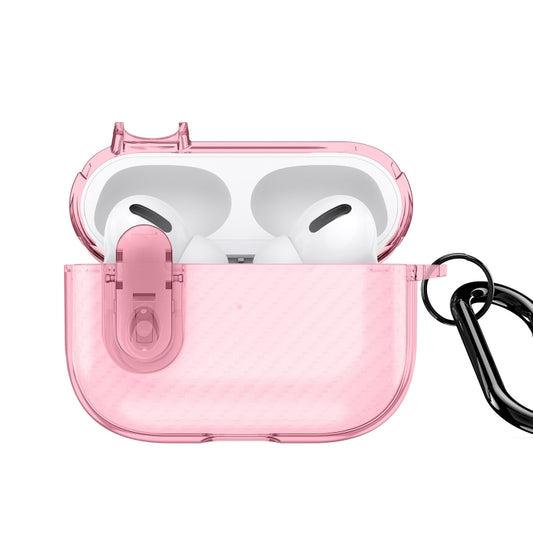 For AirPods Pro DUX DUCIS PECK Series Split Transparent Carbon Fiber Earphone Case(Pink) - For AirPods Pro by DUX DUCIS | Online Shopping UK | buy2fix