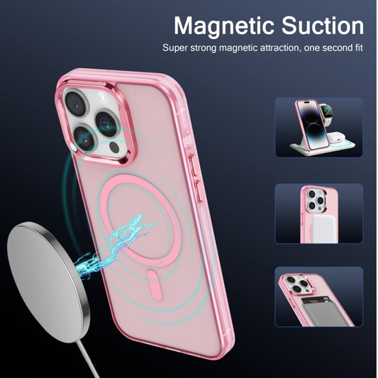 For iPhone 14 Electroplated IMD Magsafe PC Hybrid TPU Phone Case(Pink) by buy2fix