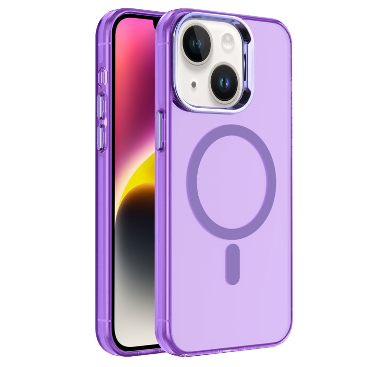 For iPhone 14 Electroplated IMD Magsafe PC Hybrid TPU Phone Case(Purple) - iPhone 14 Cases by buy2fix | Online Shopping UK | buy2fix