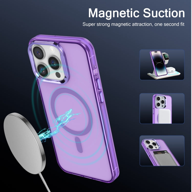 For iPhone 14 Pro Max Electroplated IMD Magsafe PC Hybrid TPU Phone Case(Purple) - iPhone 14 Pro Max Cases by buy2fix | Online Shopping UK | buy2fix