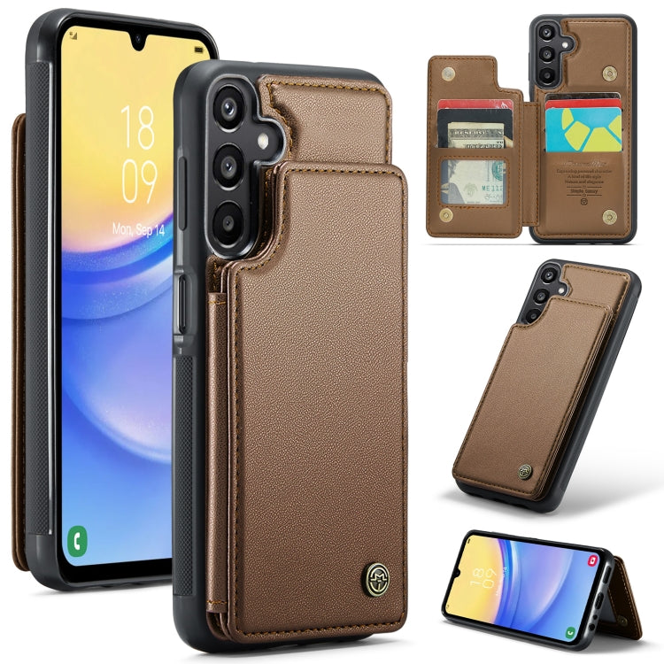 For Samsung Galaxy A15 CaseMe C22 Litchi Texture RFID Anti-theft Leather Phone Case(Brown) - Galaxy Phone Cases by CaseMe | Online Shopping UK | buy2fix