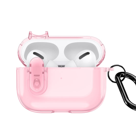 For AirPods Pro 2 DUX DUCIS PECL Series Split Transparent Earphone Case with Hook(Pink) - For AirPods Pro 2 by DUX DUCIS | Online Shopping UK | buy2fix