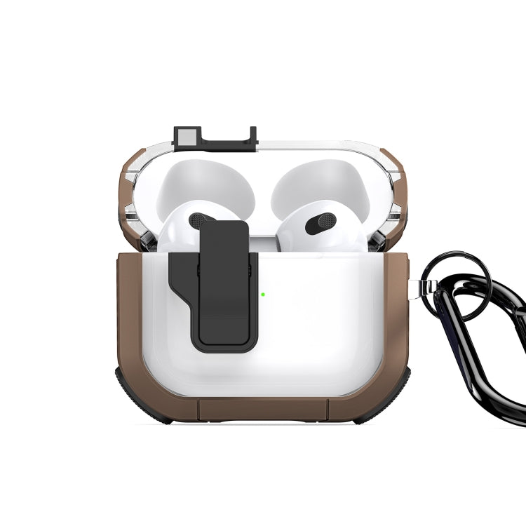 For AirPods 3 DUX DUCIS PECN Series Split Two-color Transparent Earphone Case with Hook(Khaki Black) - For AirPods 3 by DUX DUCIS | Online Shopping UK | buy2fix