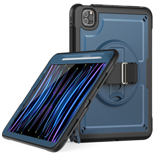For iPad Air 2022 10.9 / Pro 11 2022 Honeycomb Hand Grip Turntable Stand Tablet Case(Navy Blue) - iPad Pro 11 (2022/2021) Cases by buy2fix | Online Shopping UK | buy2fix