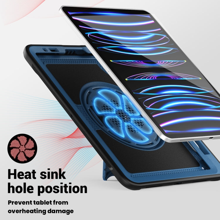 For iPad Air 2022 10.9 / Pro 11 2022 Honeycomb Hand Grip Turntable Stand Tablet Case(Navy Blue) - iPad Pro 11 (2022/2021) Cases by buy2fix | Online Shopping UK | buy2fix