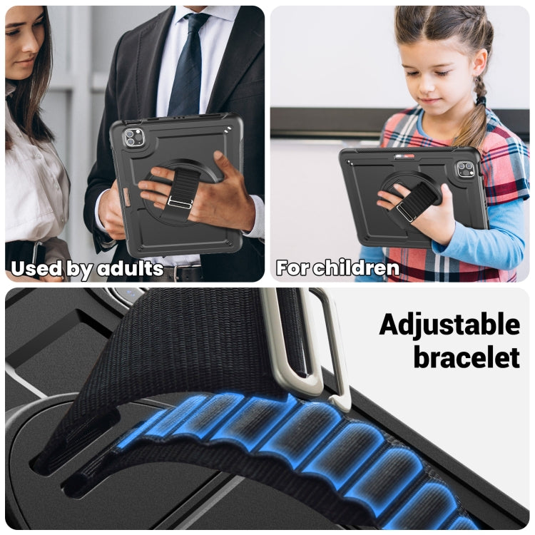For iPad Air 2022 10.9 / Pro 11 2022 Honeycomb Hand Grip Turntable Stand Tablet Case(Black) - iPad Pro 11 (2022/2021) Cases by buy2fix | Online Shopping UK | buy2fix