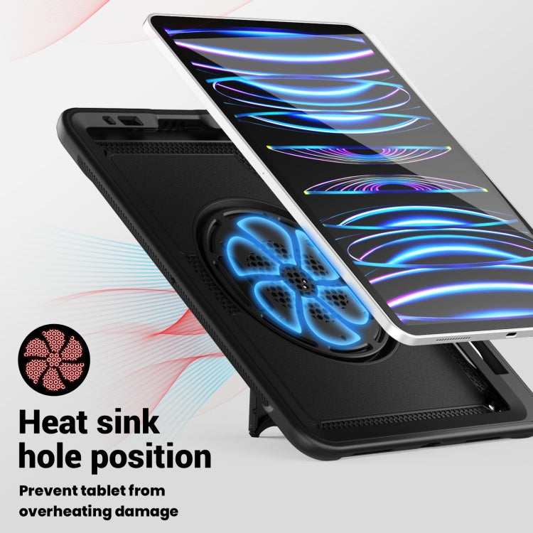 For iPad Air 2022 10.9 / Pro 11 2022 Honeycomb Hand Grip Turntable Stand Tablet Case(Black) - iPad Pro 11 (2022/2021) Cases by buy2fix | Online Shopping UK | buy2fix