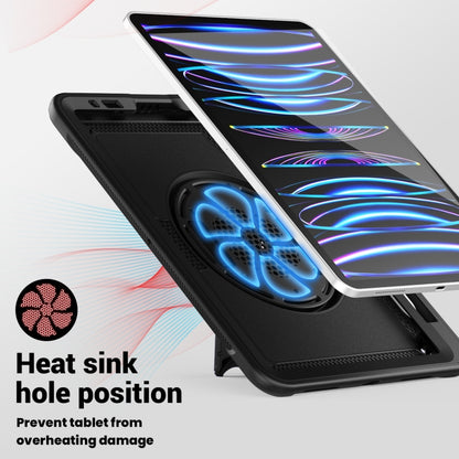 For iPad Air 2022 10.9 / Pro 11 2022 Honeycomb Hand Grip Turntable Stand Tablet Case(Black) - iPad Pro 11 (2022/2021) Cases by buy2fix | Online Shopping UK | buy2fix